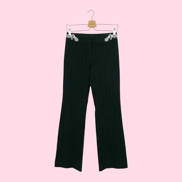 EMBROIDERED PINSTRIPE OFFICE SIREN PANTS (2)