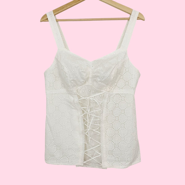 WHITE EYELET LACE UP TANK (14)