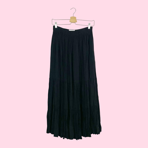 BLACK PLEATED WESTERN MAXI SKIRT (S-L)