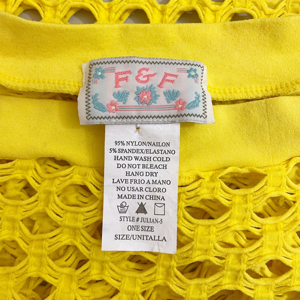 YELLOW NET OFF SHOULDER TOP (S/M)