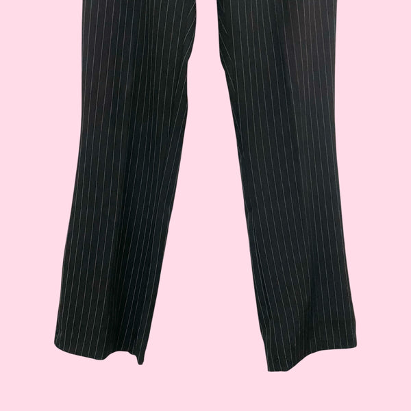 BLACK PINSTRIPE LOW RISE OFFICE PANTS (XL)