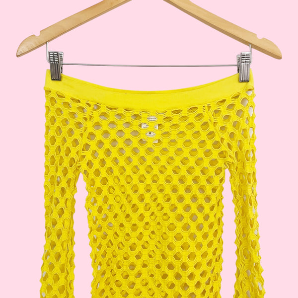 YELLOW NET OFF SHOULDER TOP (S/M)