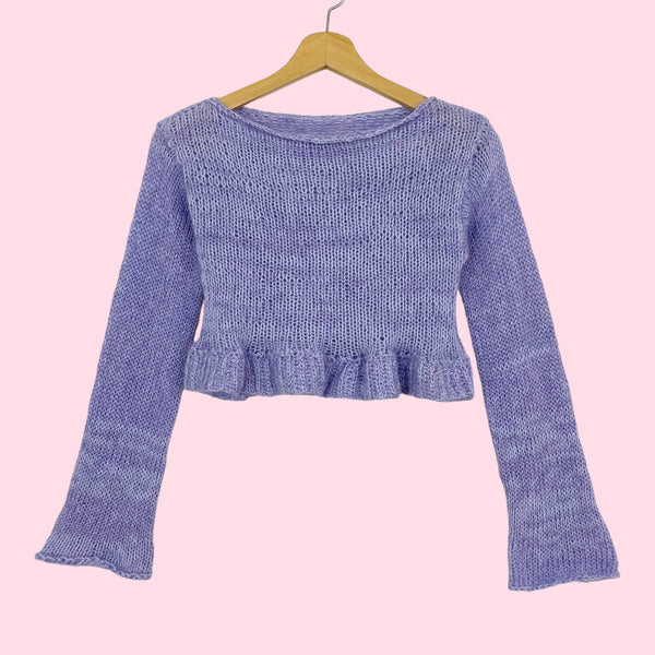 LAVENDER MOHAIR BLEND CROPPED SWEATER (XS)