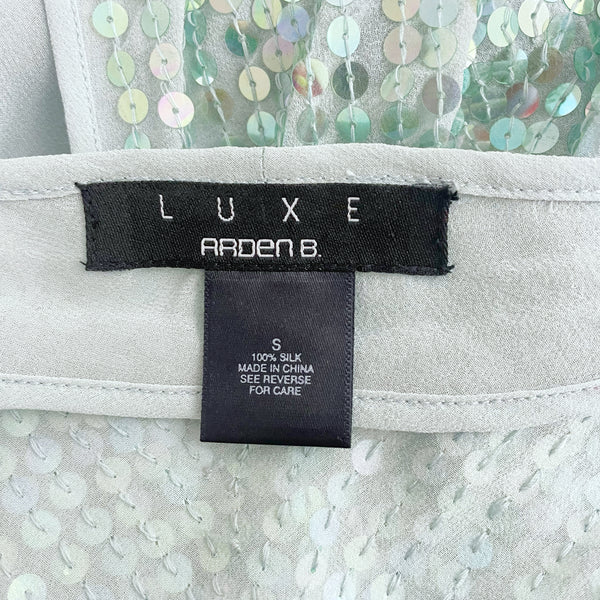 MINT SILK SEQUINS CUT OUT BLOUSE (S)