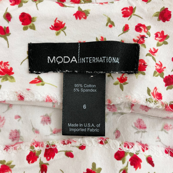 WHITE + RED COTTON FLORAL TANK (6)