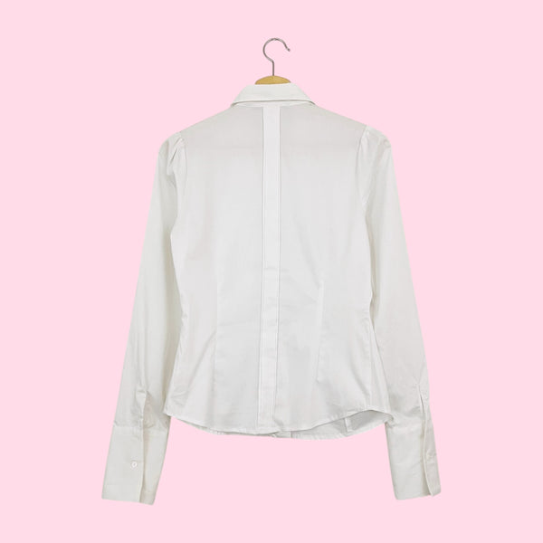 WHITE RUFFLE BLOUSE (S)