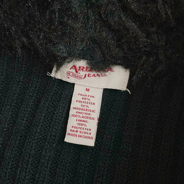 BLACK FAUX FUR ZIP UP VEST (M)