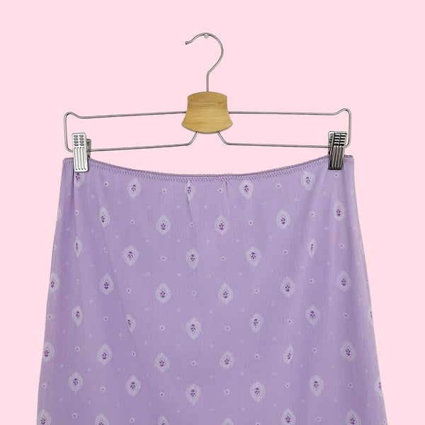 LAVENDER PRINTED MESH MIDI SKIRT (M)