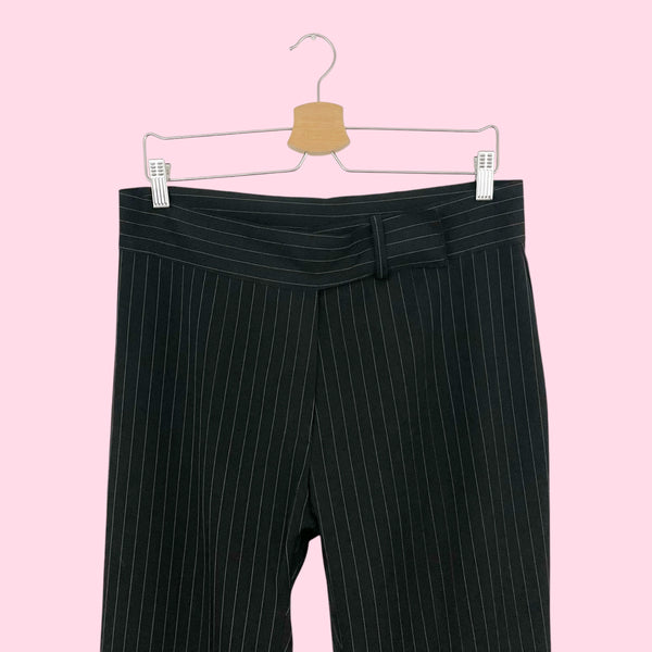 BLACK PINSTRIPE LOW RISE OFFICE PANTS (XL)
