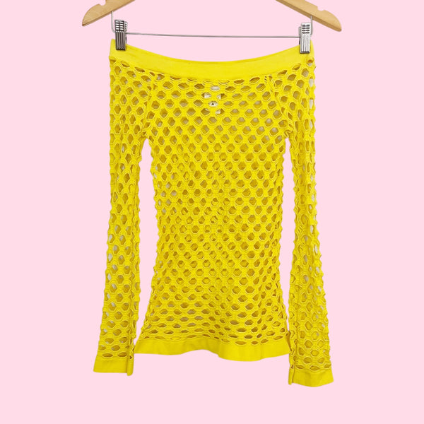YELLOW NET OFF SHOULDER TOP (S/M)