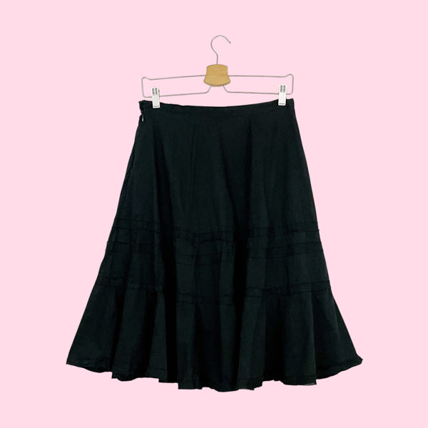 BLACK COTTON TIERED MIDI SKIRT (27)