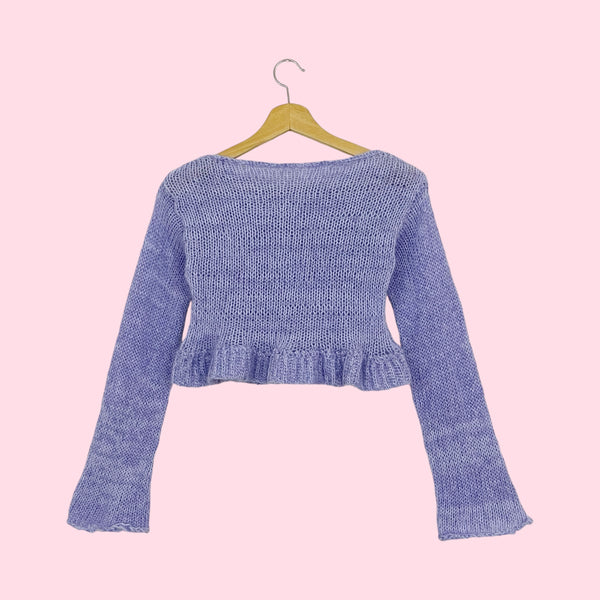 LAVENDER MOHAIR BLEND CROPPED SWEATER (XS)