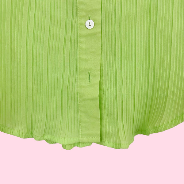 LIME GREEN PLEATED BLOUSE (M)