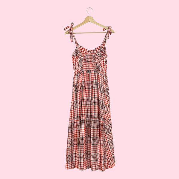 URBAN OUTFITTERS POSITANO PLAID MIDI DRESS (S)