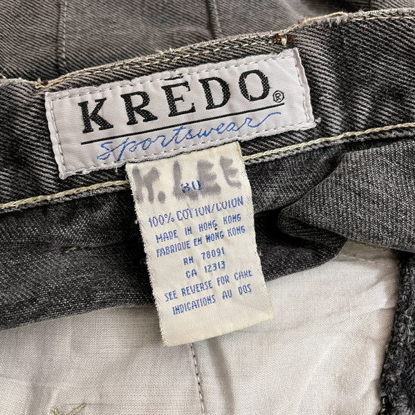 FADED BLACK DENIM PLEATED MICRO MINI SKIRT (XS/S)