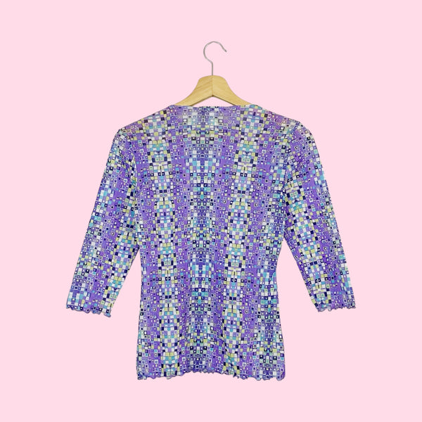 GEOMETRIC PRINT MESH TOP (M)