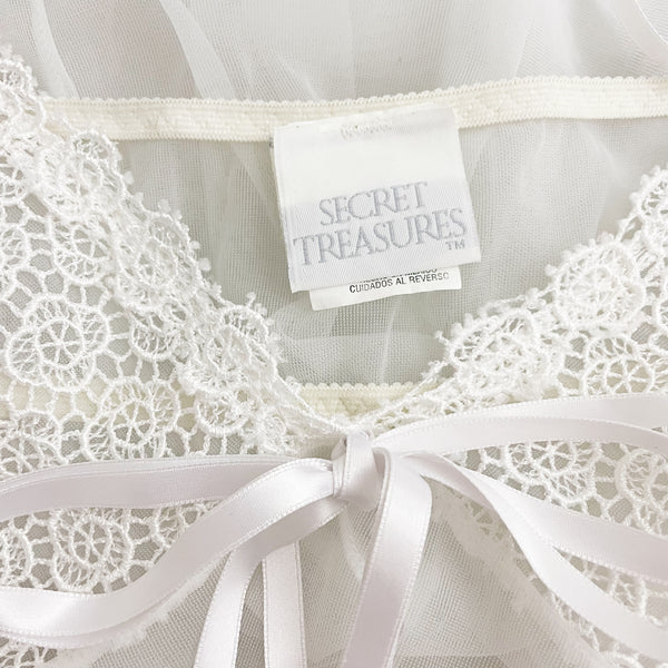 WHITE LACE BUST NYLON BABYDOLL (3X)