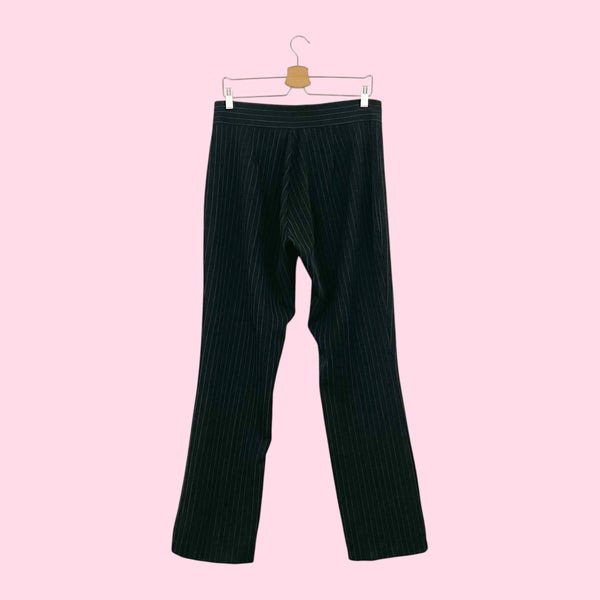 BLACK PINSTRIPE LOW RISE OFFICE PANTS (XL)