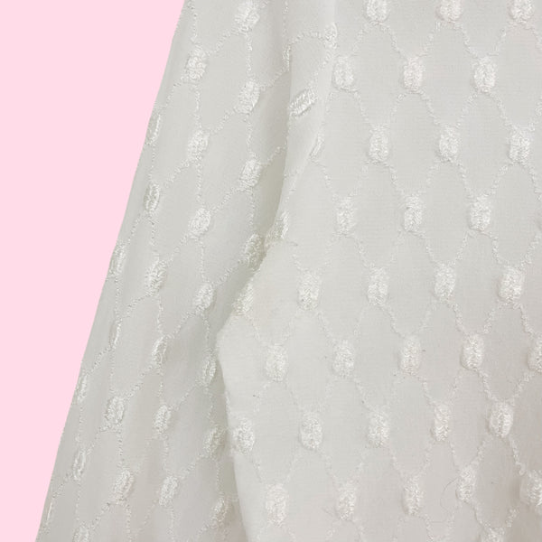 WHITE EMBROIDERED MESH BLOUSE (S/M)