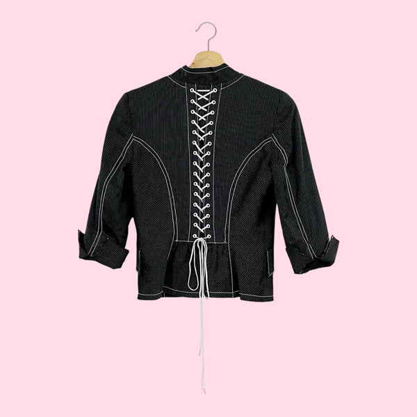 BEBE PINSTRIPE LACE UP JACKET (4/6)
