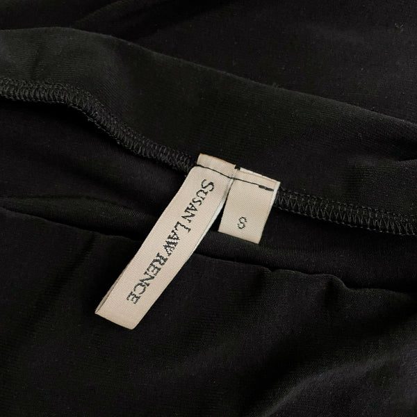 BLACK MIDI SKIRT W/ LIME STITCHING (S)