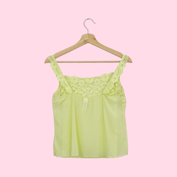 YELLOW LACE BUST MESH TANK (XL)