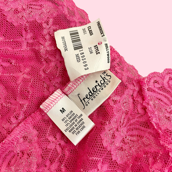 FREDERICK'S PINK LACE BODYSUIT (M)