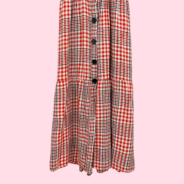 URBAN OUTFITTERS POSITANO PLAID MIDI DRESS (S)