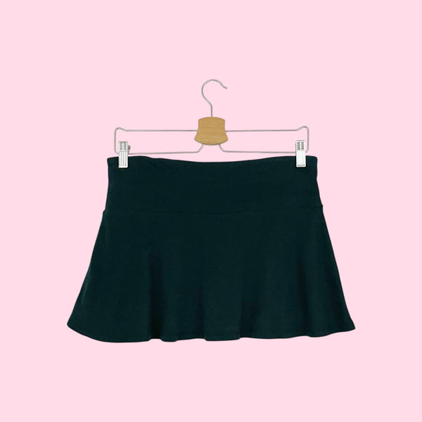 BLACK LOW RISE MINI SKIRT (S)