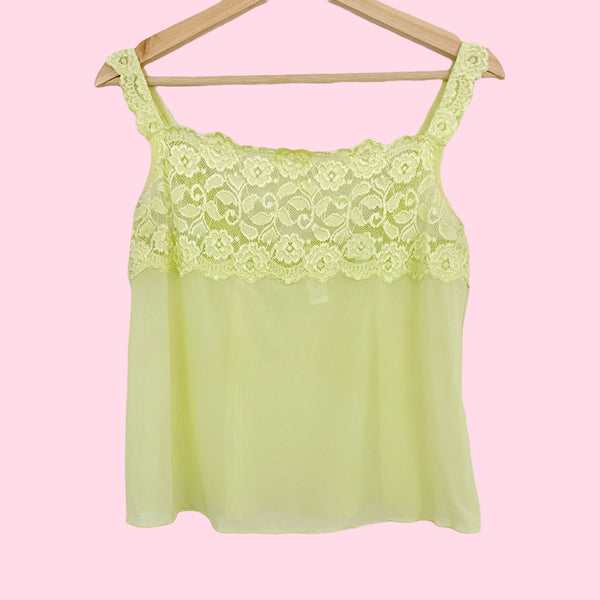 YELLOW LACE BUST MESH TANK (XL)