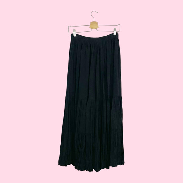 BLACK PLEATED WESTERN MAXI SKIRT (S-L)