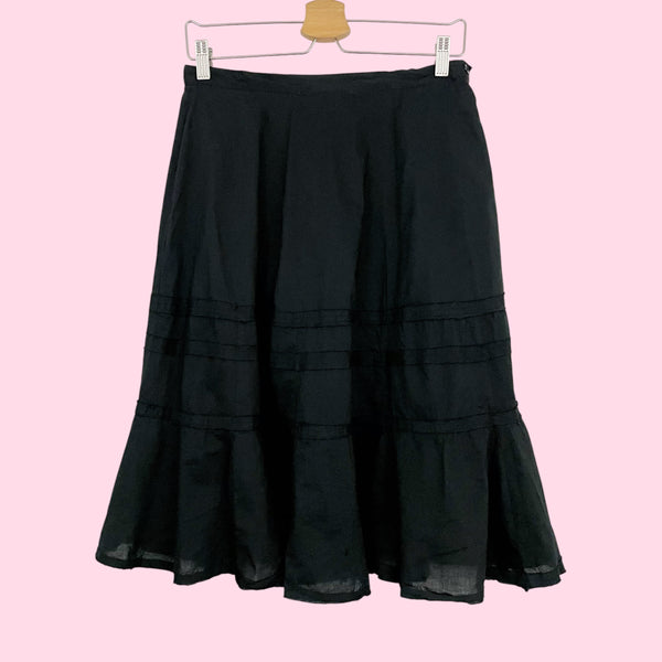 BLACK COTTON TIERED MIDI SKIRT (27)
