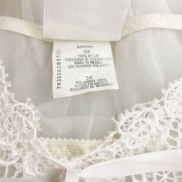 WHITE LACE BUST NYLON BABYDOLL (3X)