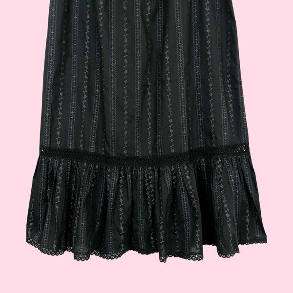BLACK EYELET PRAIRIE MAXI SKIRT (1X)
