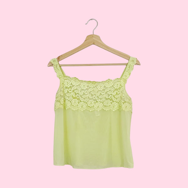 YELLOW LACE BUST MESH TANK (XL)
