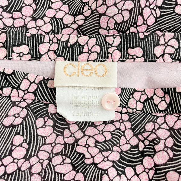 BLACK + PINK FLORAL MIDI SKIRT (30)