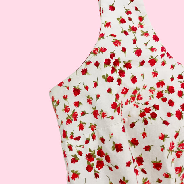 WHITE + RED COTTON FLORAL TANK (6)