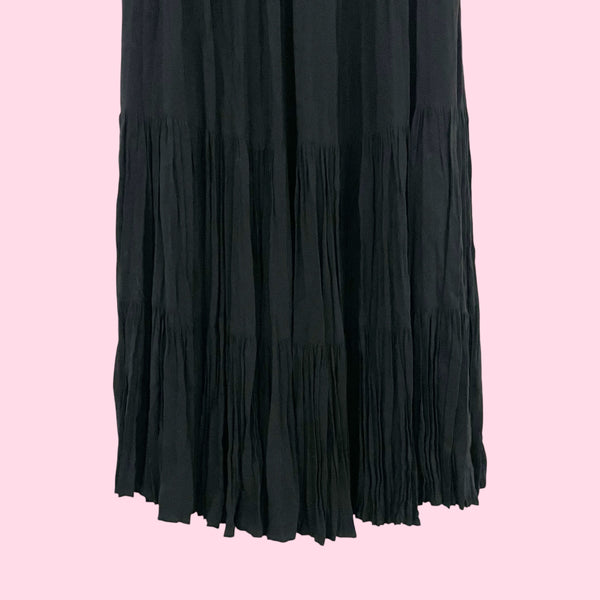 BLACK PLEATED WESTERN MAXI SKIRT (S-L)