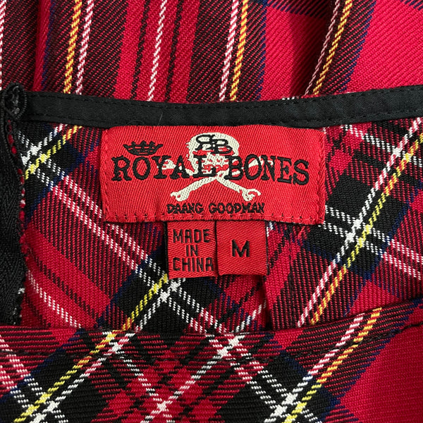 ROYAL BONES RED PLAID PLEATED MINI SKIRT (M)