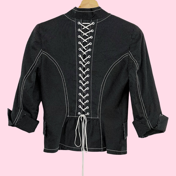 BEBE PINSTRIPE LACE UP JACKET (4/6)