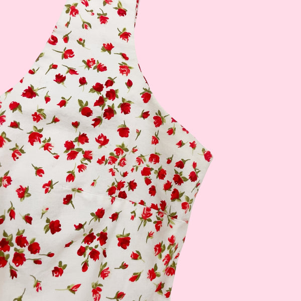 WHITE + RED COTTON FLORAL TANK (6)