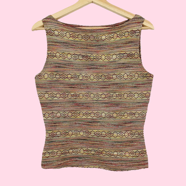MULTICOLOR PATTERNED KNIT TANK (L)