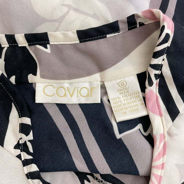 SHEER FLORAL PRINT TIE BACK BLOUSE (S)