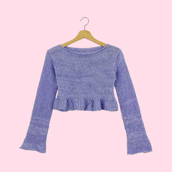 LAVENDER MOHAIR BLEND CROPPED SWEATER (XS)