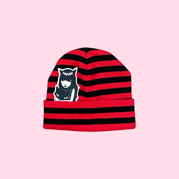 EMILY THE STRANGE STRIPED BEANIE (OS)