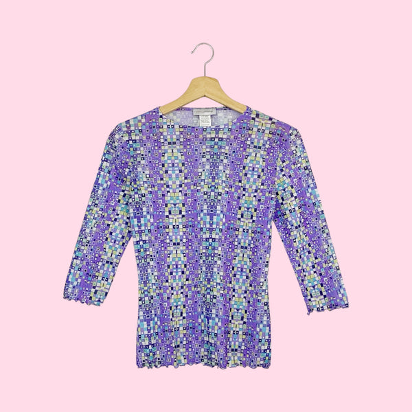 GEOMETRIC PRINT MESH TOP (M)
