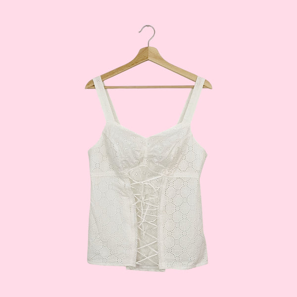 WHITE EYELET LACE UP TANK (14)