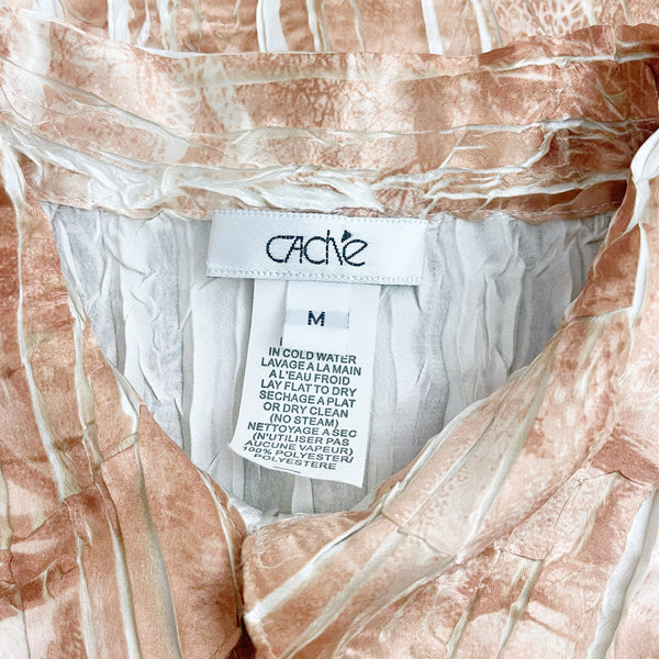 CACHÉ SAFARI PRINT WRINKLE PLEAT BLOUSE (M)