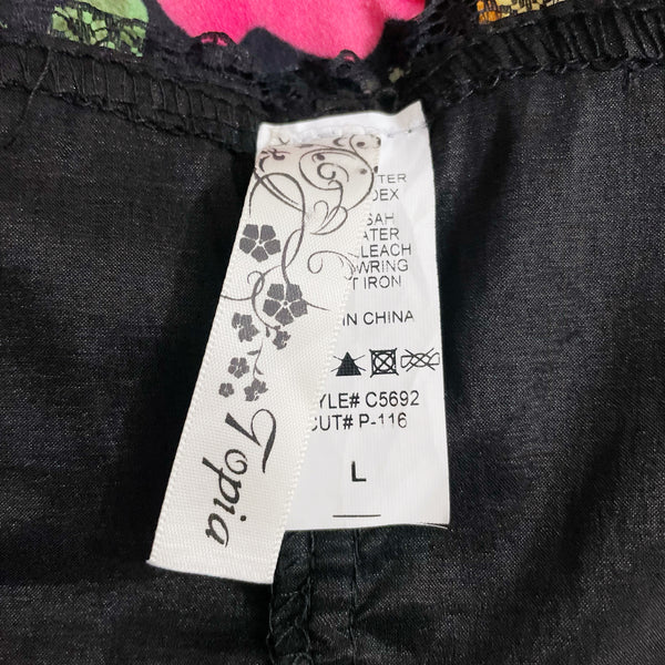 BLACK FLORAL CORSET TOP (L)