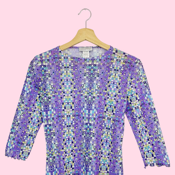 GEOMETRIC PRINT MESH TOP (M)